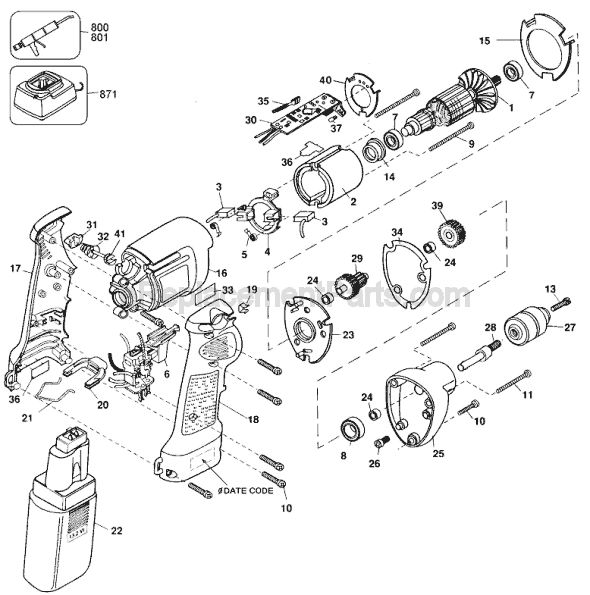 Page A Diagram and Parts List for Type 100 Black and Decker